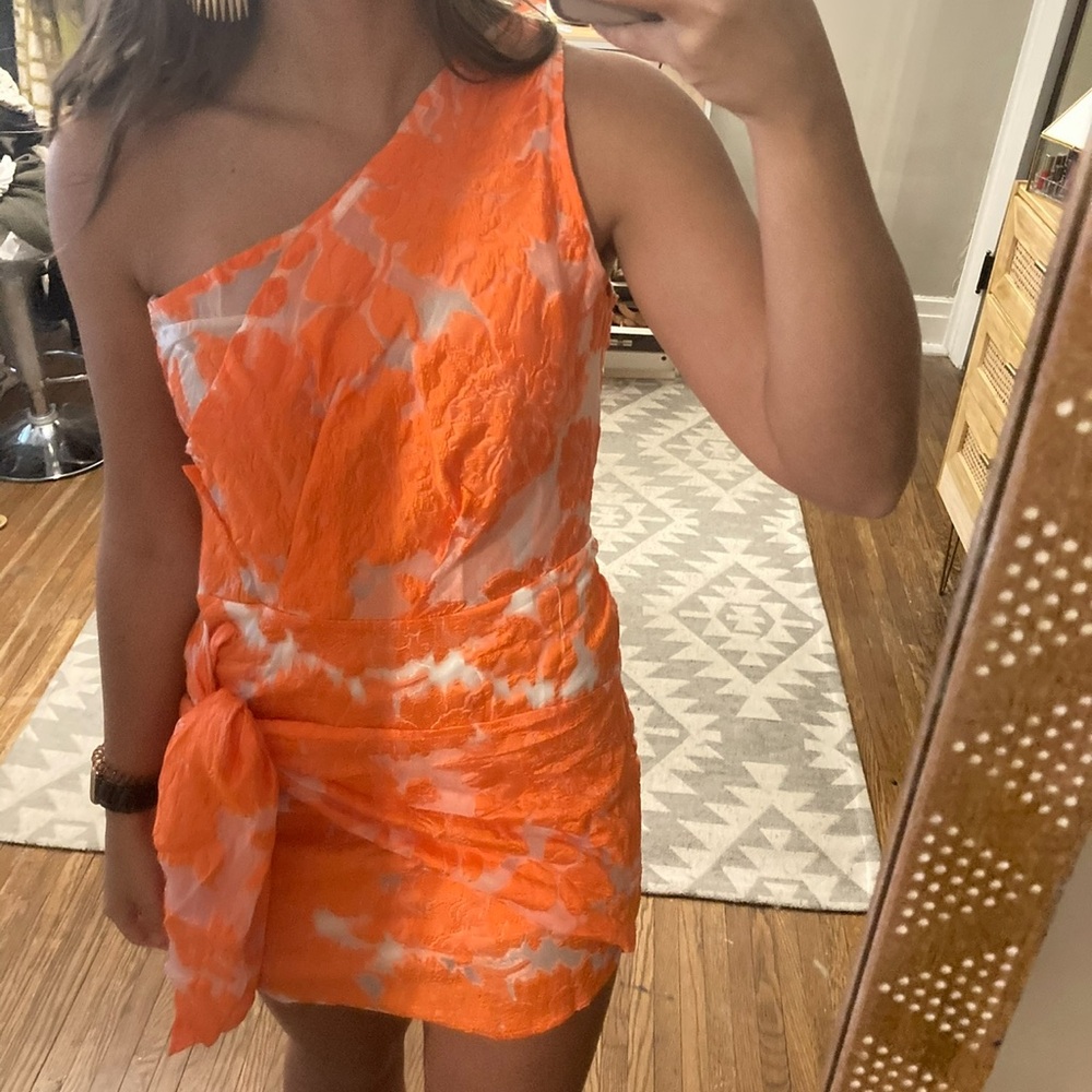 Orange One-Shoulder Dress